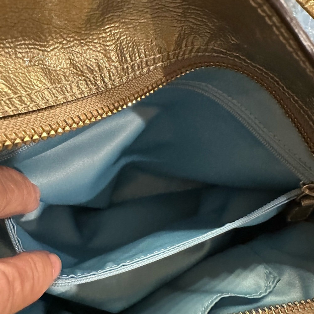 Coach Madison Tribeca Metallic Gold Leather Tote with Chain-Link Straps - Picture 7 of 16